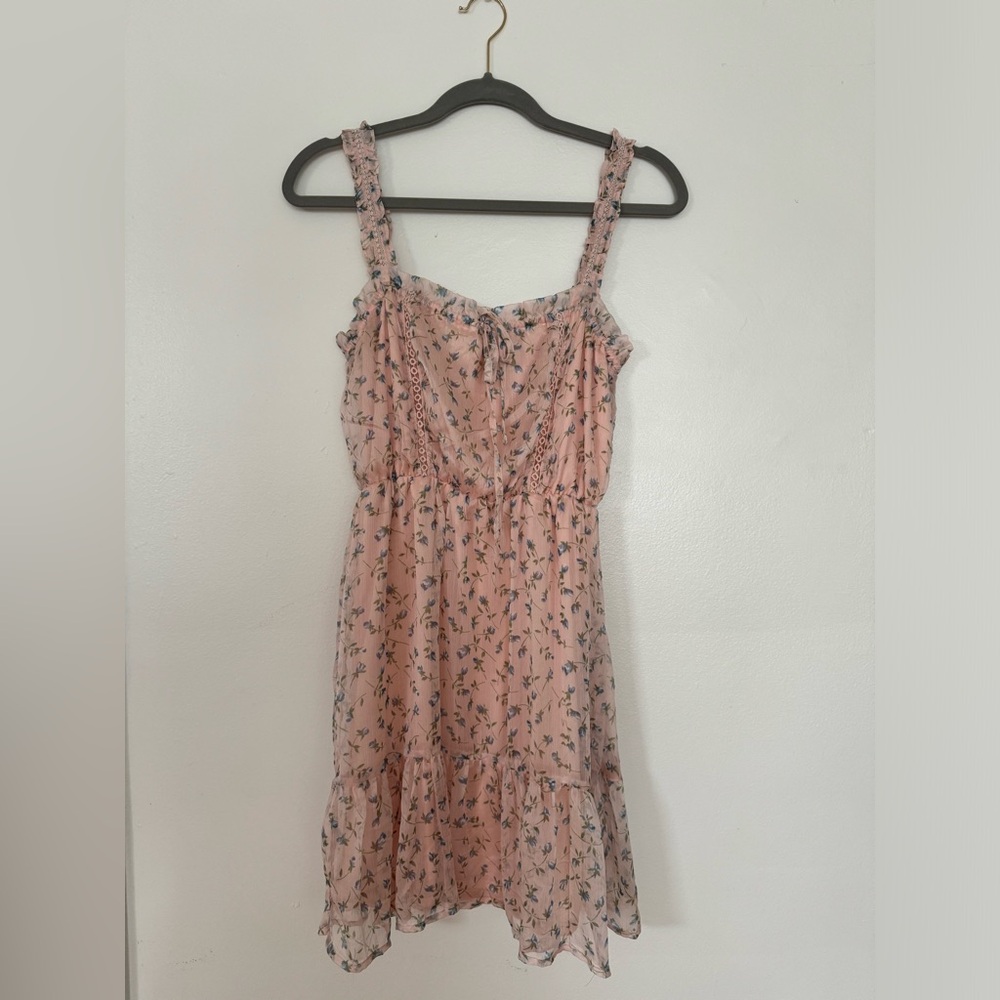 Baby pink floral mini dress